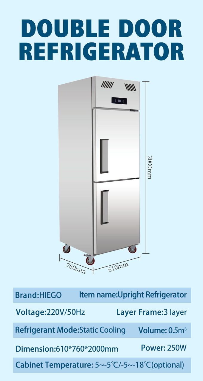 1600L商業直立した冷却装置ステンレス鋼の6つのドアのフリーザー 8