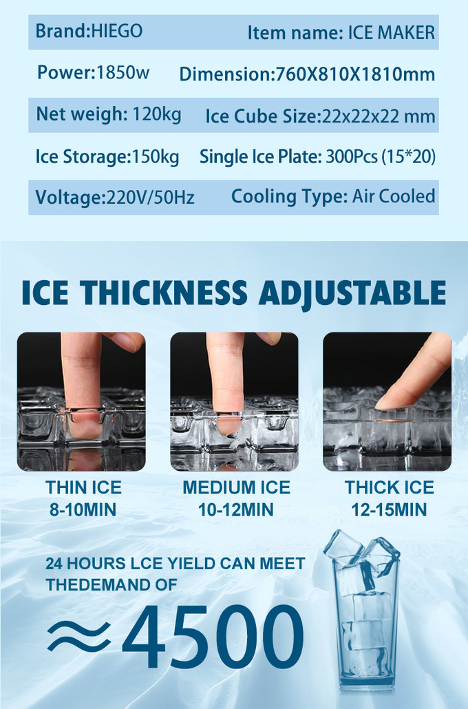 棒のためのステンレス製の商業300Kg立方体の製氷機械 8
