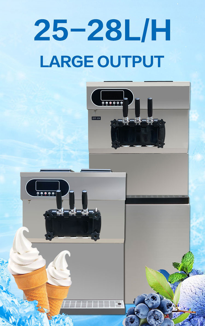 25-28l/H 商業アイス クリーム機械 2+1 混合された味の国内ソフト サーブ機械 1