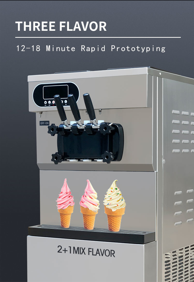 ステンレス鋼の25L卓上商業アイス クリーム機械3味ロール メーカー 4