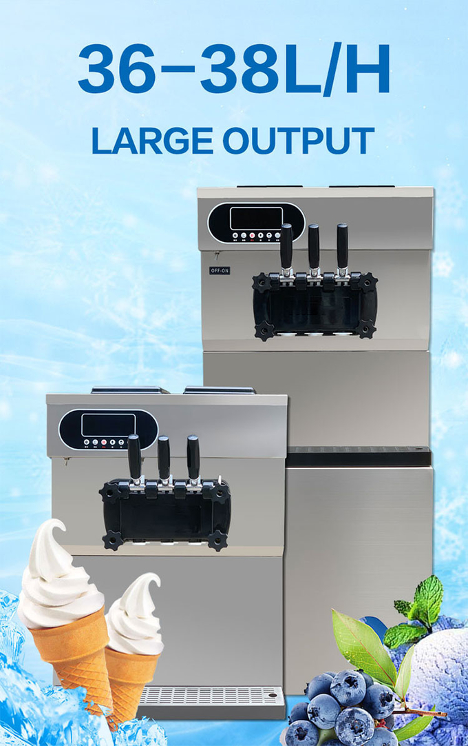 36リットルの3つの味の卓上の商業柔らかいサーブのアイス クリーム メーカー 5