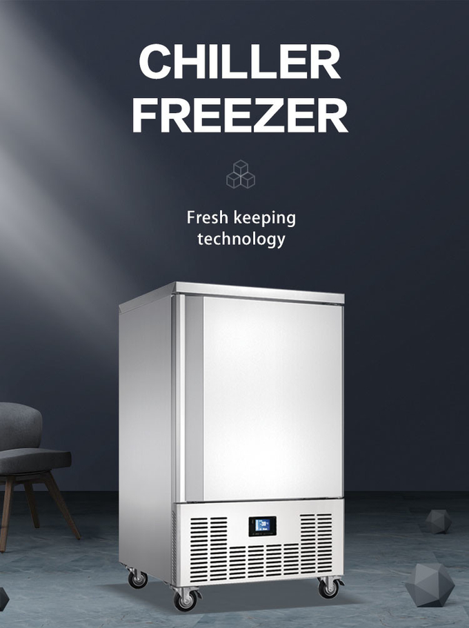 冷凍機械の速い凍結のために小さい10の皿の送風のフリーザーのスリラーの空冷 0